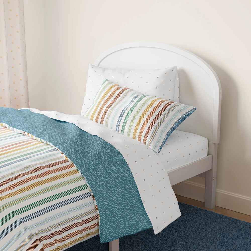 Mainstays Kids Twin Reversible Comforter Set w/ Sheets 5 Pc Vintage Stripe New